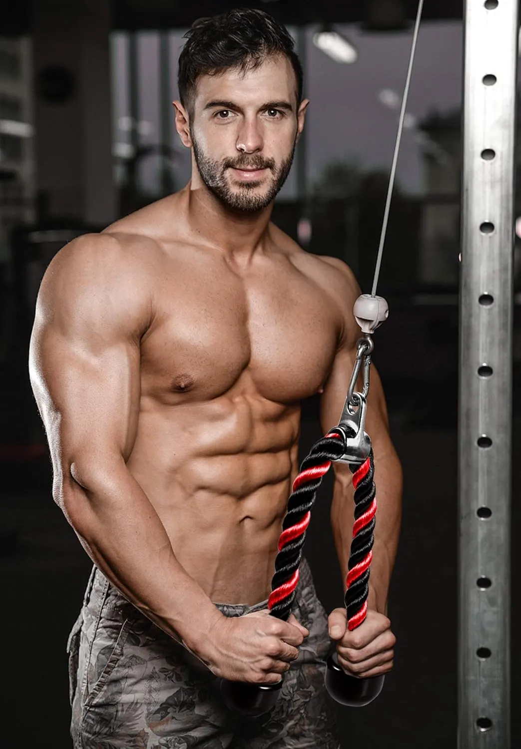 Deluxe Tricep Rope Pull Down Cable, 27 & 36 Inch Rope Length, Easy to Grip & Non-Slip Cable Attachment for Gym Workout Exercise