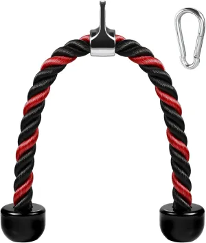 Deluxe Tricep Rope Pull Down Cable, 27 & 36 Inch Rope Length, Easy to Grip & Non-Slip Cable Attachment for Gym Workout Exercise