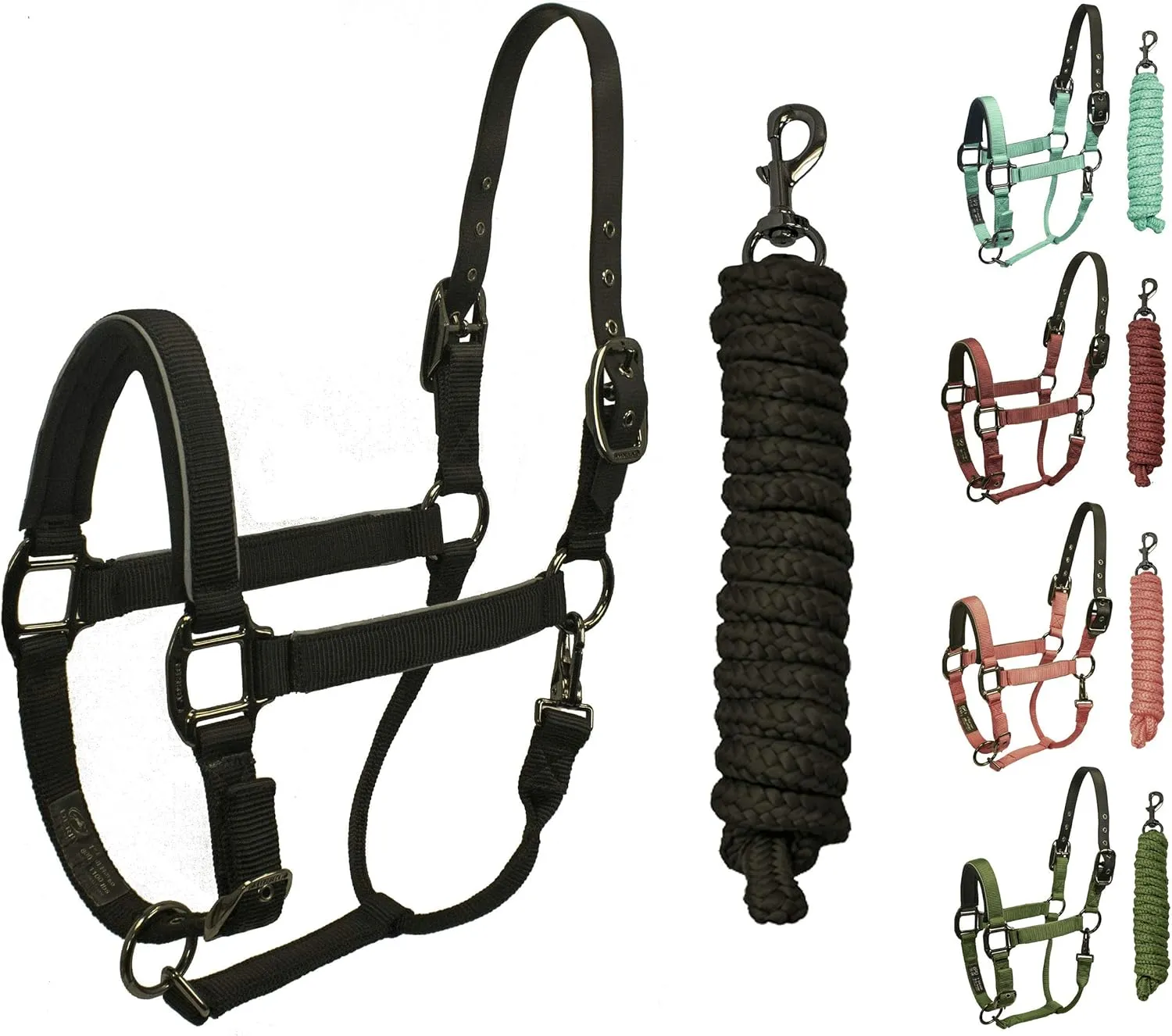 Derby Originals Blackout Collection Safety Reflective Breakaway Halter with Matching Poly Lead Rope