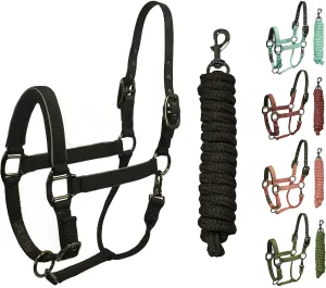 Derby Originals Blackout Collection Safety Reflective Breakaway Halter with Matching Poly Lead Rope