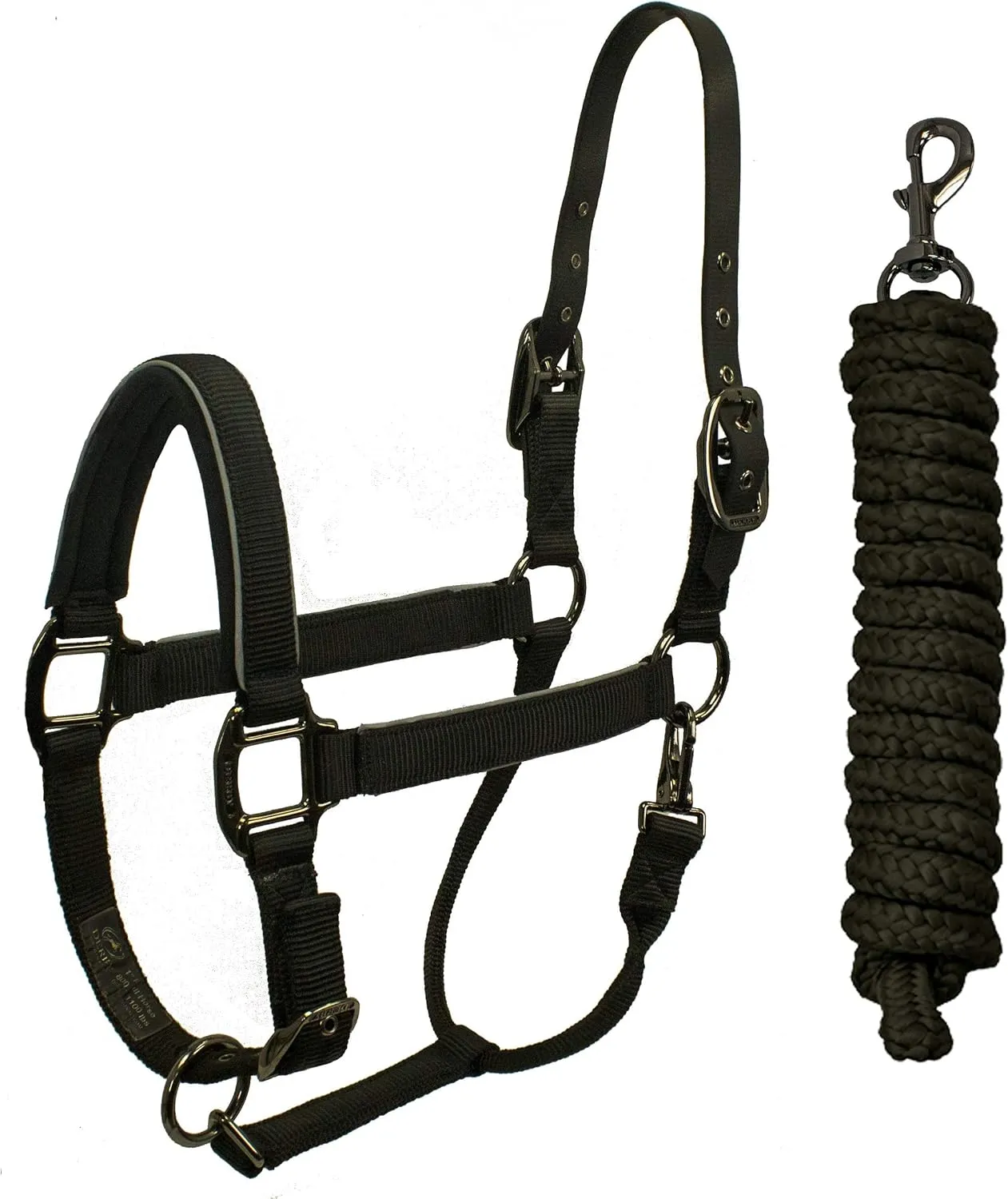 Derby Originals Blackout Collection Safety Reflective Breakaway Halter with Matching Poly Lead Rope