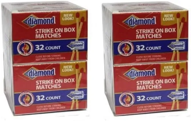 Diamond Strike-On-Box Mini Match Boxes, 10 Packs of 32 Matches per pack, Real Wood, for Grills, Campfires, Candles (2), Red/Blue