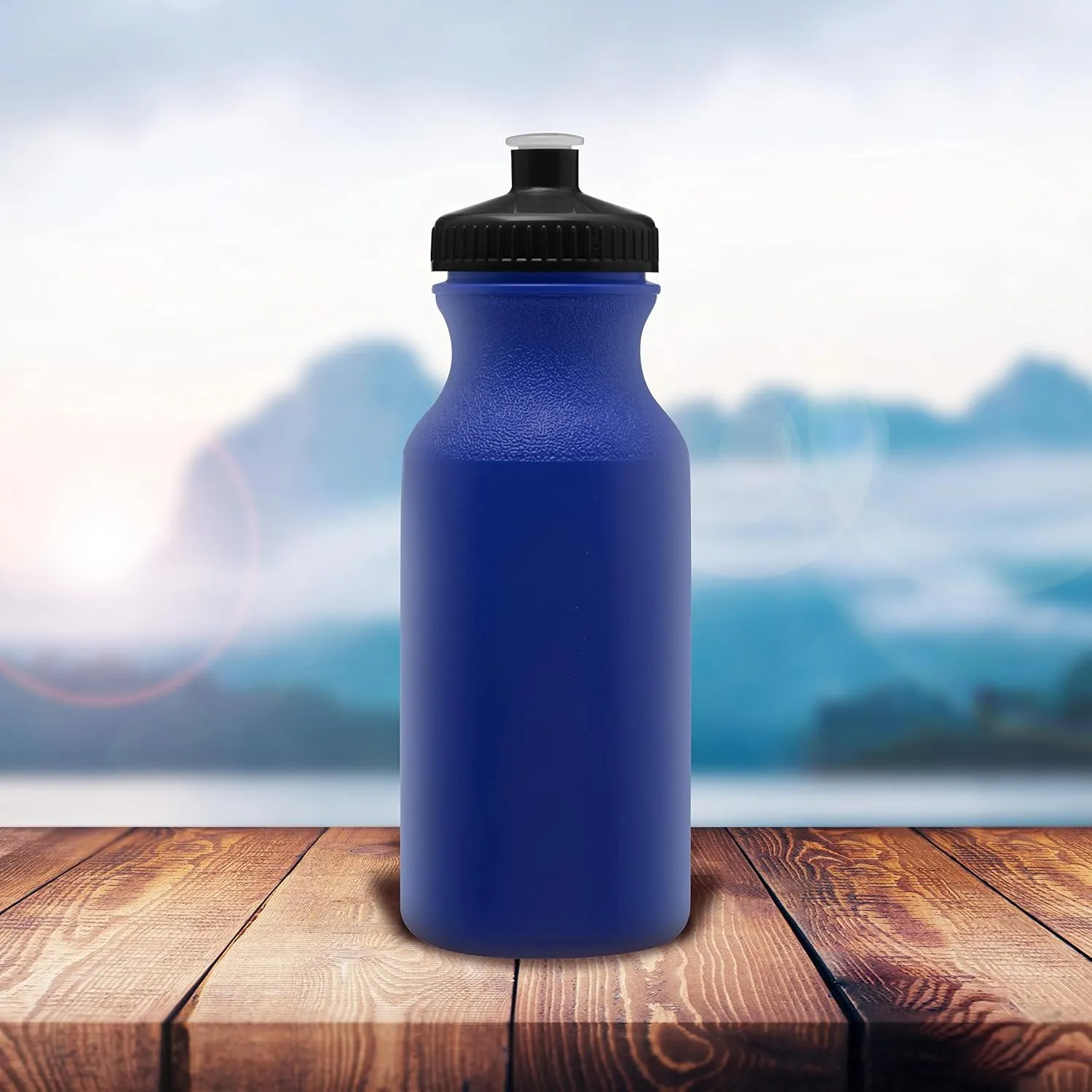 DISCOUNT PROMOS 20 oz. Water Bottles with Push Cap Set of 10, Bulk Pack - Perfect for Gym, Hiking, Camping, Outdoor Sports - Reflex Blue