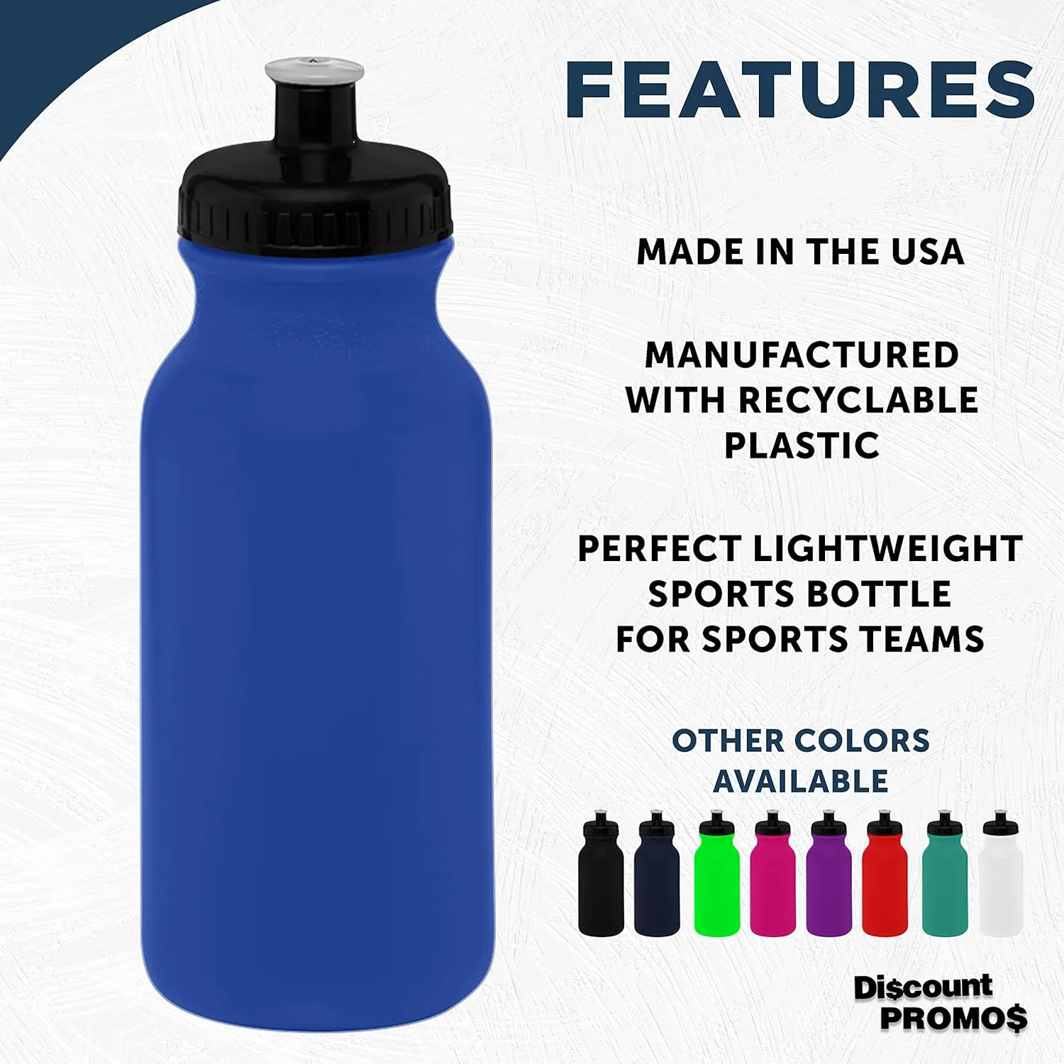 DISCOUNT PROMOS 20 oz. Water Bottles with Push Cap Set of 10, Bulk Pack - Perfect for Gym, Hiking, Camping, Outdoor Sports - Reflex Blue