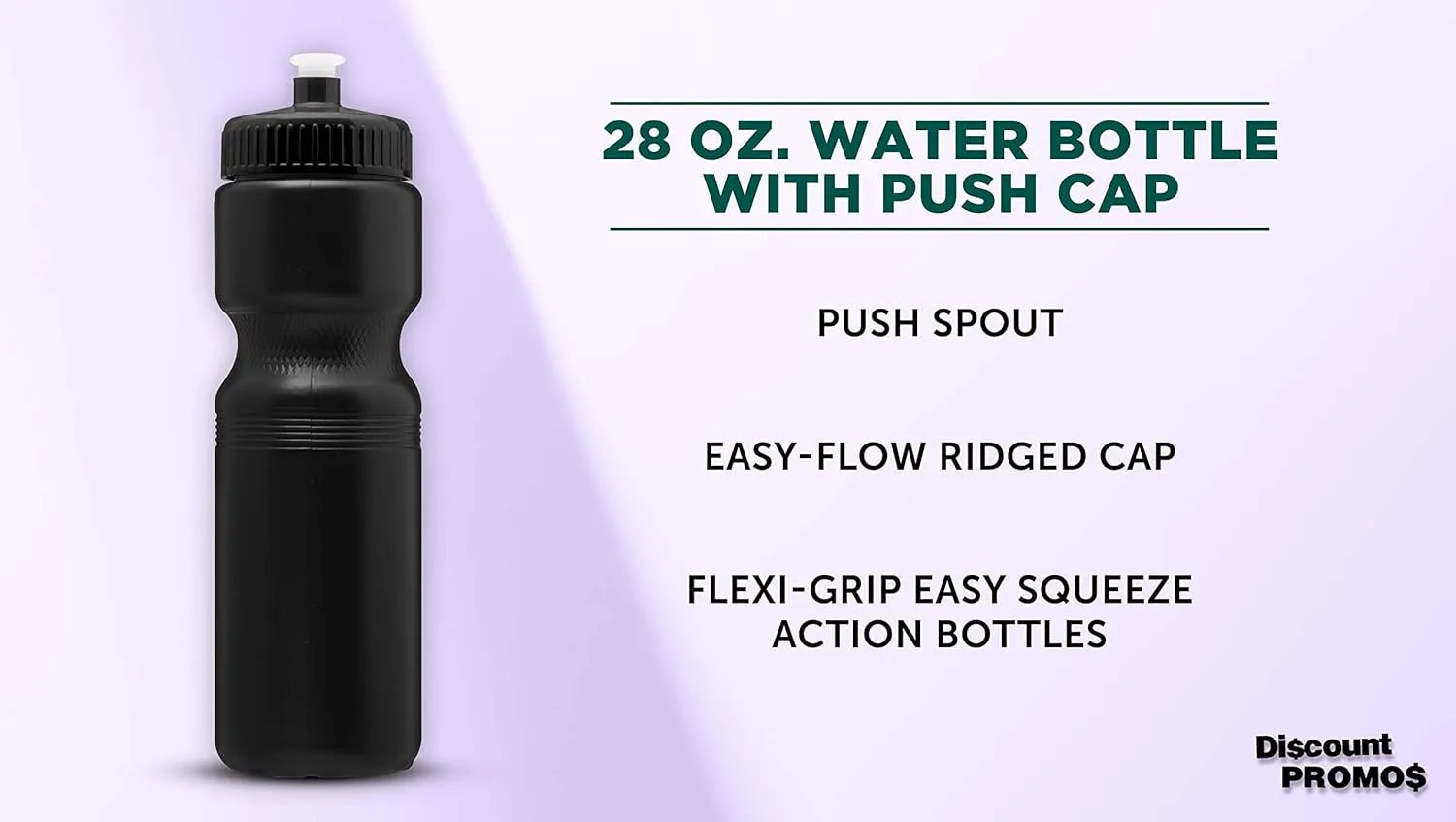 DISCOUNT PROMOS 28 oz. Plastic Water Bottles with Push Cap – Set of 6 – Bulk Pack for Father’s Day – Reusable Sports Bottles for Gym, Hiking, Camping – Black