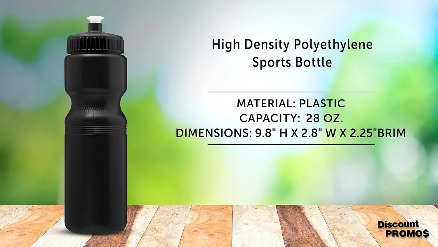 DISCOUNT PROMOS 28 oz. Plastic Water Bottles with Push Cap – Set of 6 – Bulk Pack for Father’s Day – Reusable Sports Bottles for Gym, Hiking, Camping – Black
