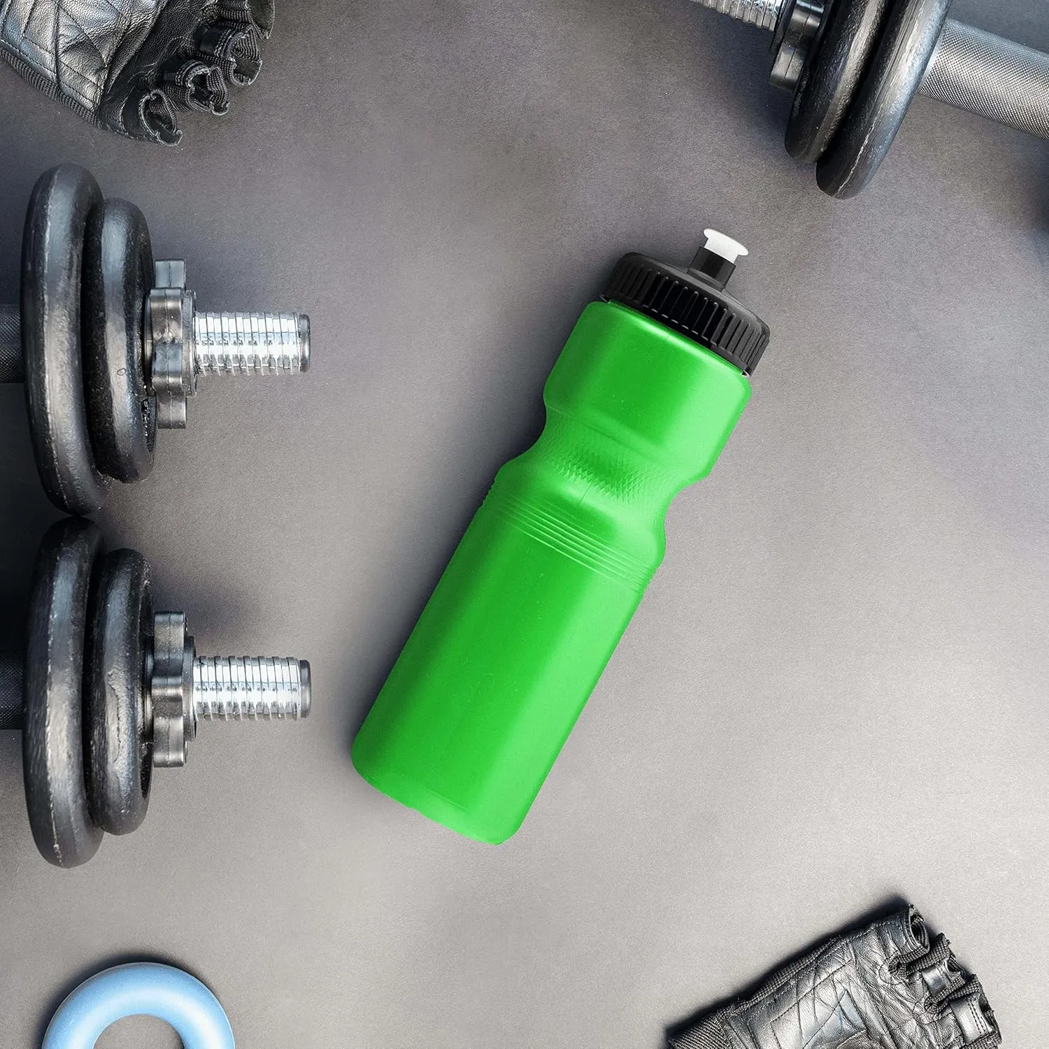 DISCOUNT PROMOS 28 oz. Plastic Water Bottles with Push Cap – Set of 6 – Bulk Pack for Father’s Day – Reusable Sports Bottles for Gym, Hiking, Camping – Neon Green