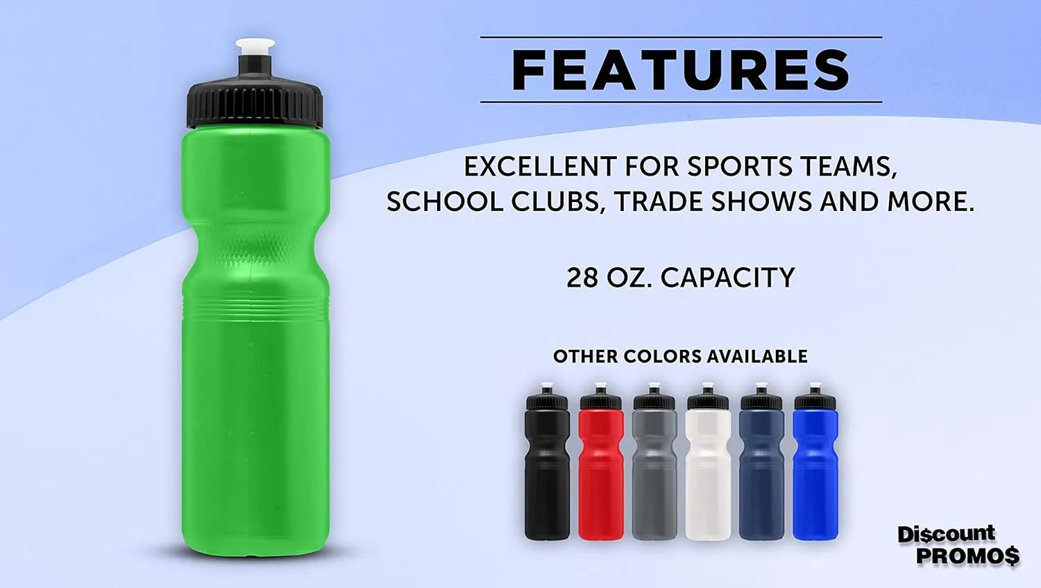 DISCOUNT PROMOS 28 oz. Plastic Water Bottles with Push Cap – Set of 6 – Bulk Pack for Father’s Day – Reusable Sports Bottles for Gym, Hiking, Camping – Neon Green