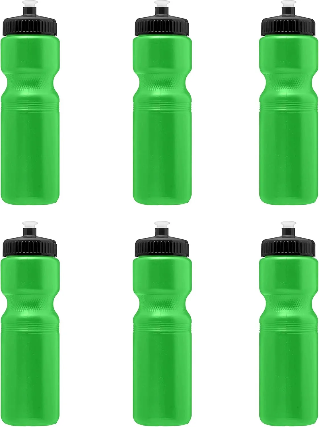 DISCOUNT PROMOS 28 oz. Plastic Water Bottles with Push Cap – Set of 6 – Bulk Pack for Father’s Day – Reusable Sports Bottles for Gym, Hiking, Camping – Neon Green