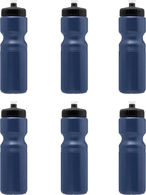 DISCOUNT PROMOS 28 oz. Plastic Water Bottles with Push Cap – Set of 6, Perfect for Mother’s Day Gift – Bulk Pack for Gym, Hiking, Camping, Outdoor Sports – Navy Blue