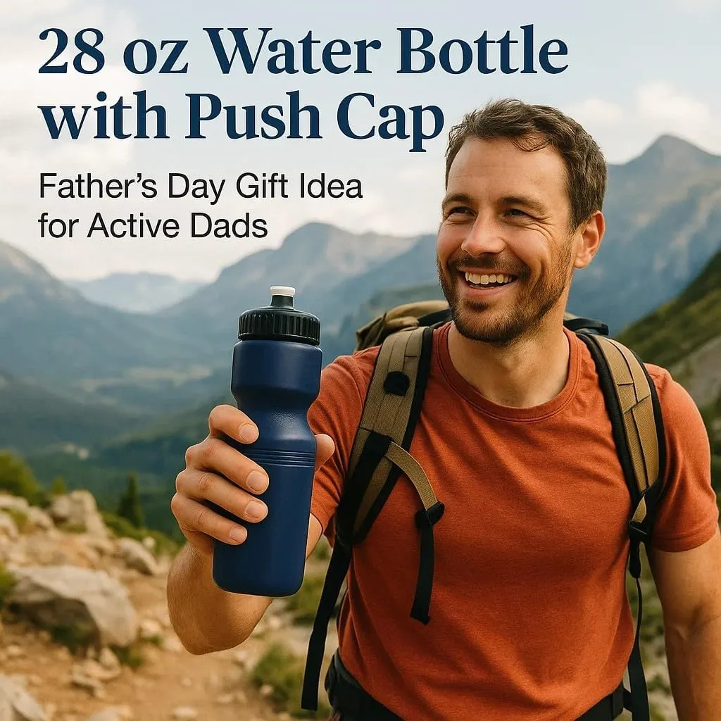 DISCOUNT PROMOS 28 oz. Plastic Water Bottles with Push Cap – Set of 6, Perfect for Mother’s Day Gift – Bulk Pack for Gym, Hiking, Camping, Outdoor Sports – Navy Blue