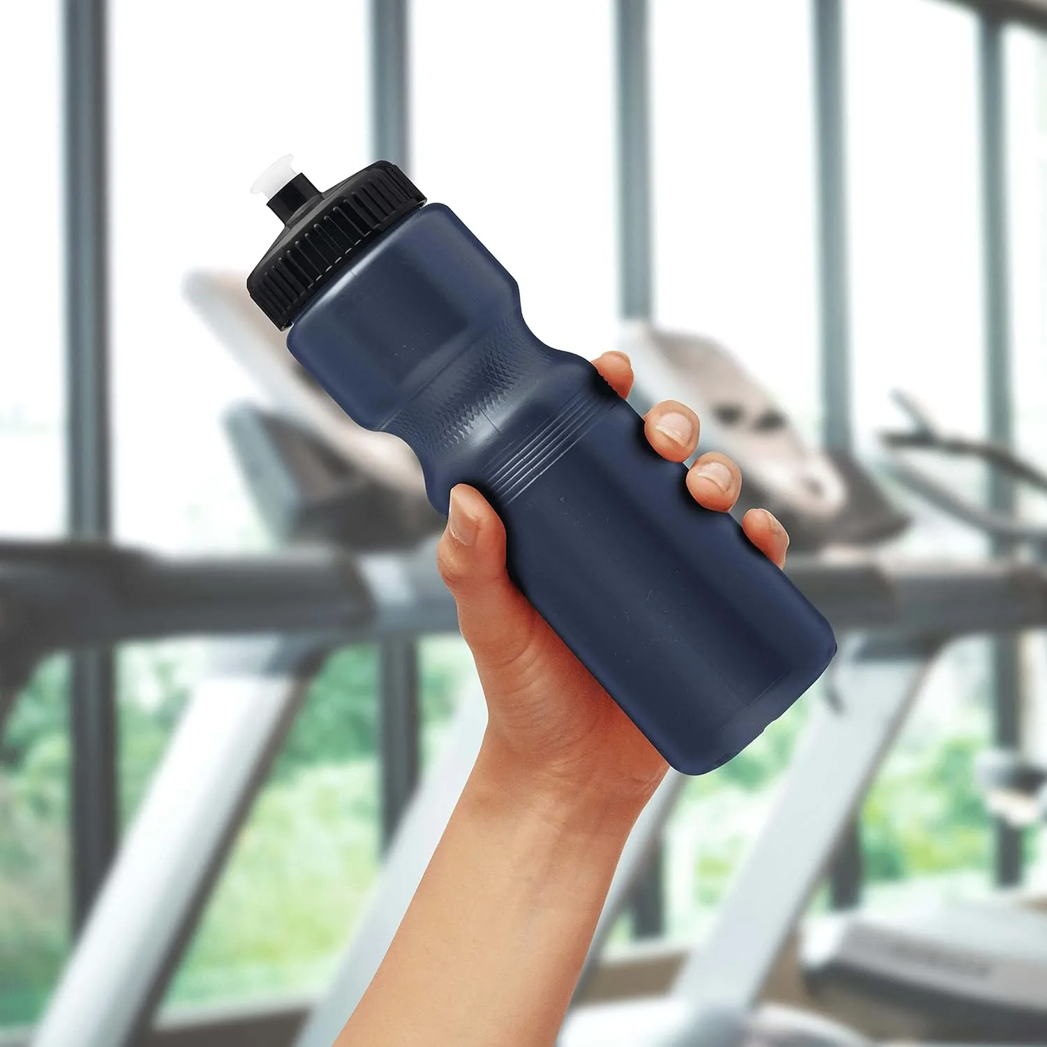 DISCOUNT PROMOS 28 oz. Plastic Water Bottles with Push Cap – Set of 6, Perfect for Mother’s Day Gift – Bulk Pack for Gym, Hiking, Camping, Outdoor Sports – Navy Blue