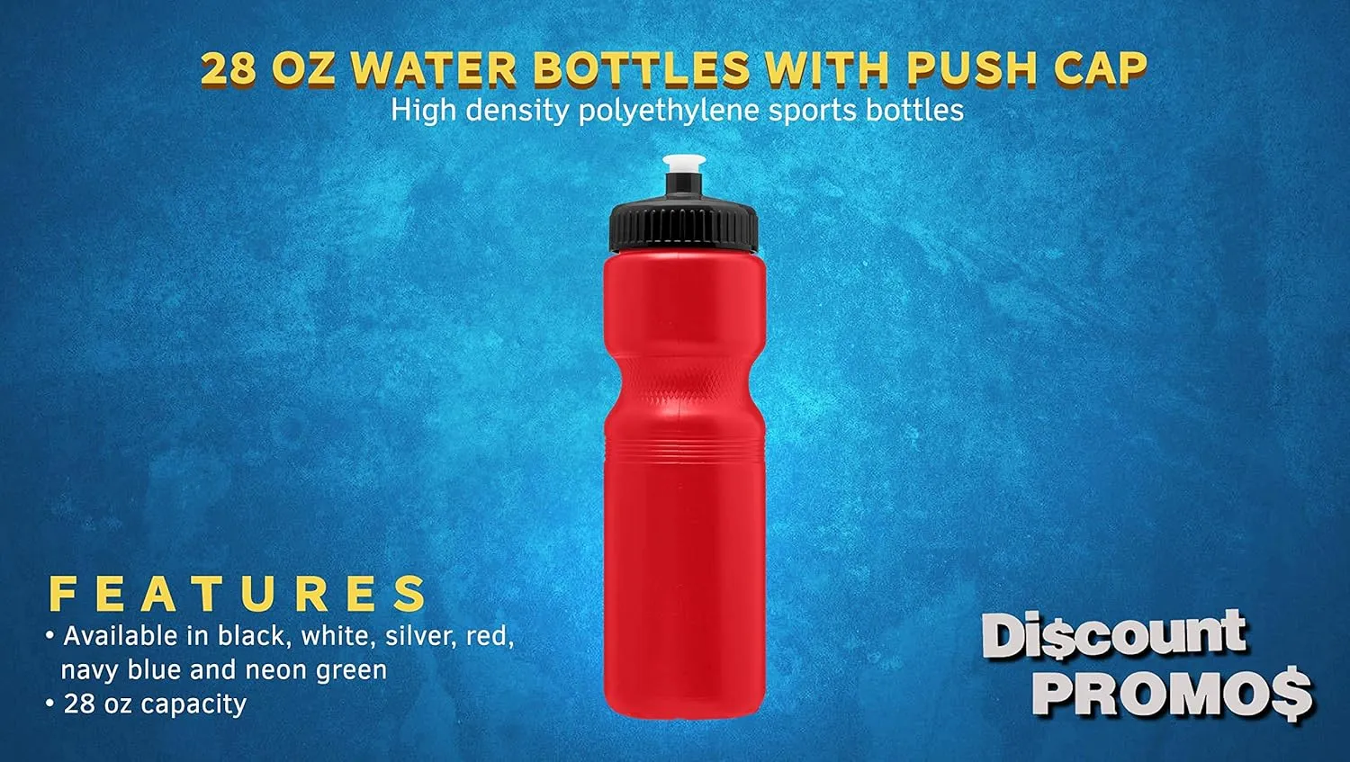 DISCOUNT PROMOS 28 oz. Push Cap Plastic Water Bottles Set of 6, Bulk Pack - Perfect for Gym, Hiking, Camping, Outdoor Sports - Red