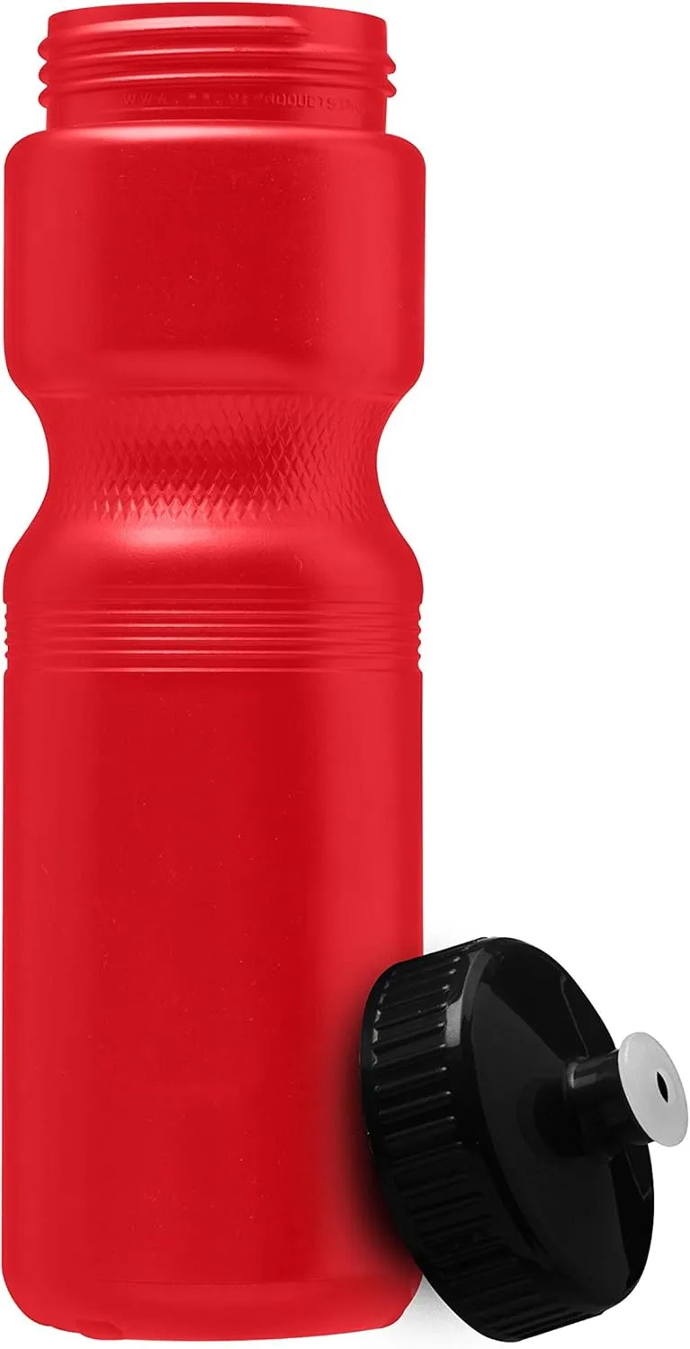 DISCOUNT PROMOS 28 oz. Push Cap Plastic Water Bottles Set of 6, Bulk Pack - Perfect for Gym, Hiking, Camping, Outdoor Sports - Red