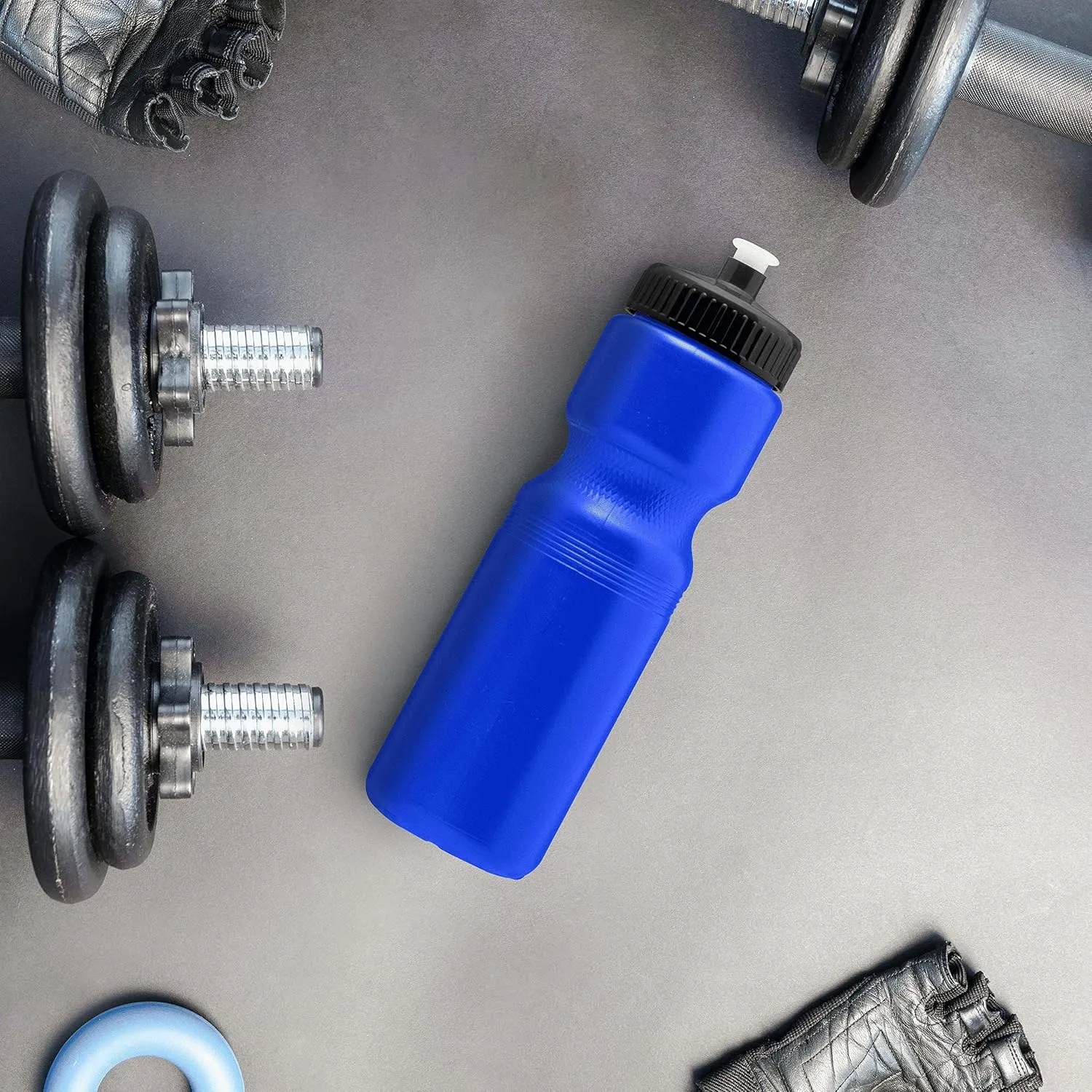 DISCOUNT PROMOS 28 oz. Push Cap Plastic Water Bottles Set of 6, Bulk Pack - Perfect for Gym, Hiking, Camping, Outdoor Sports - Reflex Blue