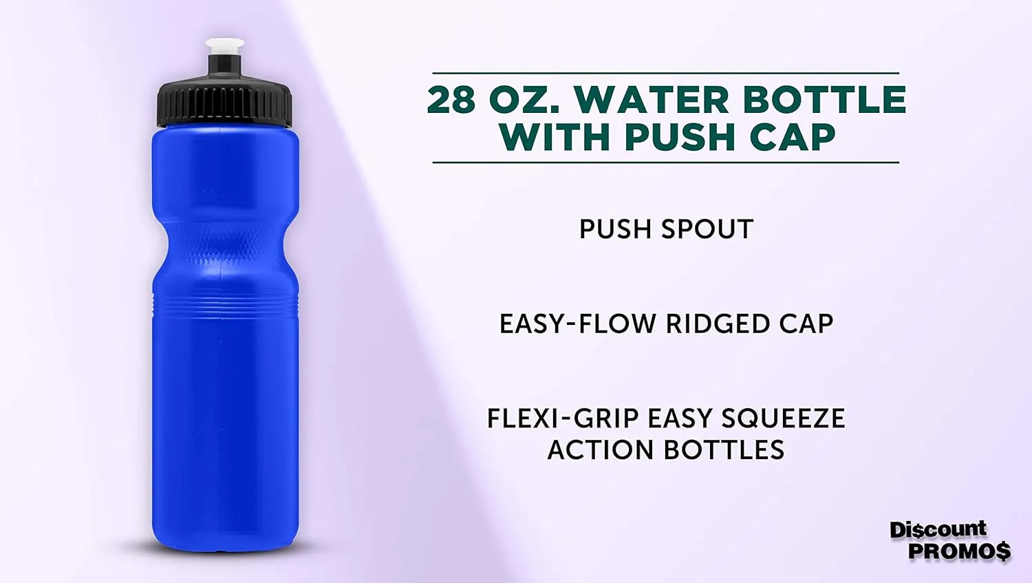 DISCOUNT PROMOS 28 oz. Push Cap Plastic Water Bottles Set of 6, Bulk Pack - Perfect for Gym, Hiking, Camping, Outdoor Sports - Reflex Blue