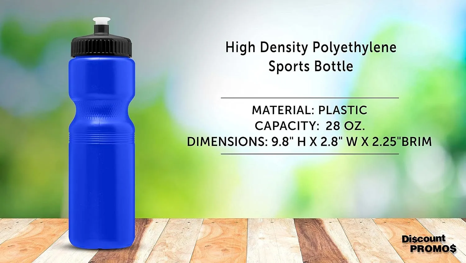 DISCOUNT PROMOS 28 oz. Push Cap Plastic Water Bottles Set of 6, Bulk Pack - Perfect for Gym, Hiking, Camping, Outdoor Sports - Reflex Blue
