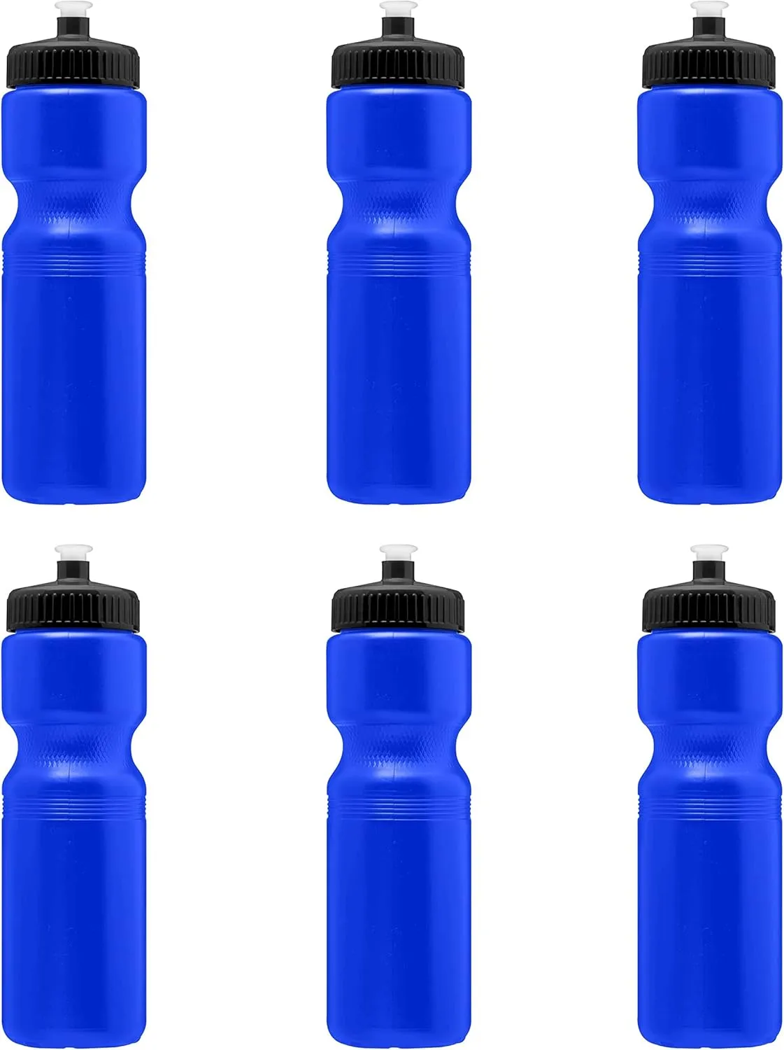 DISCOUNT PROMOS 28 oz. Push Cap Plastic Water Bottles Set of 6, Bulk Pack - Perfect for Gym, Hiking, Camping, Outdoor Sports - Reflex Blue
