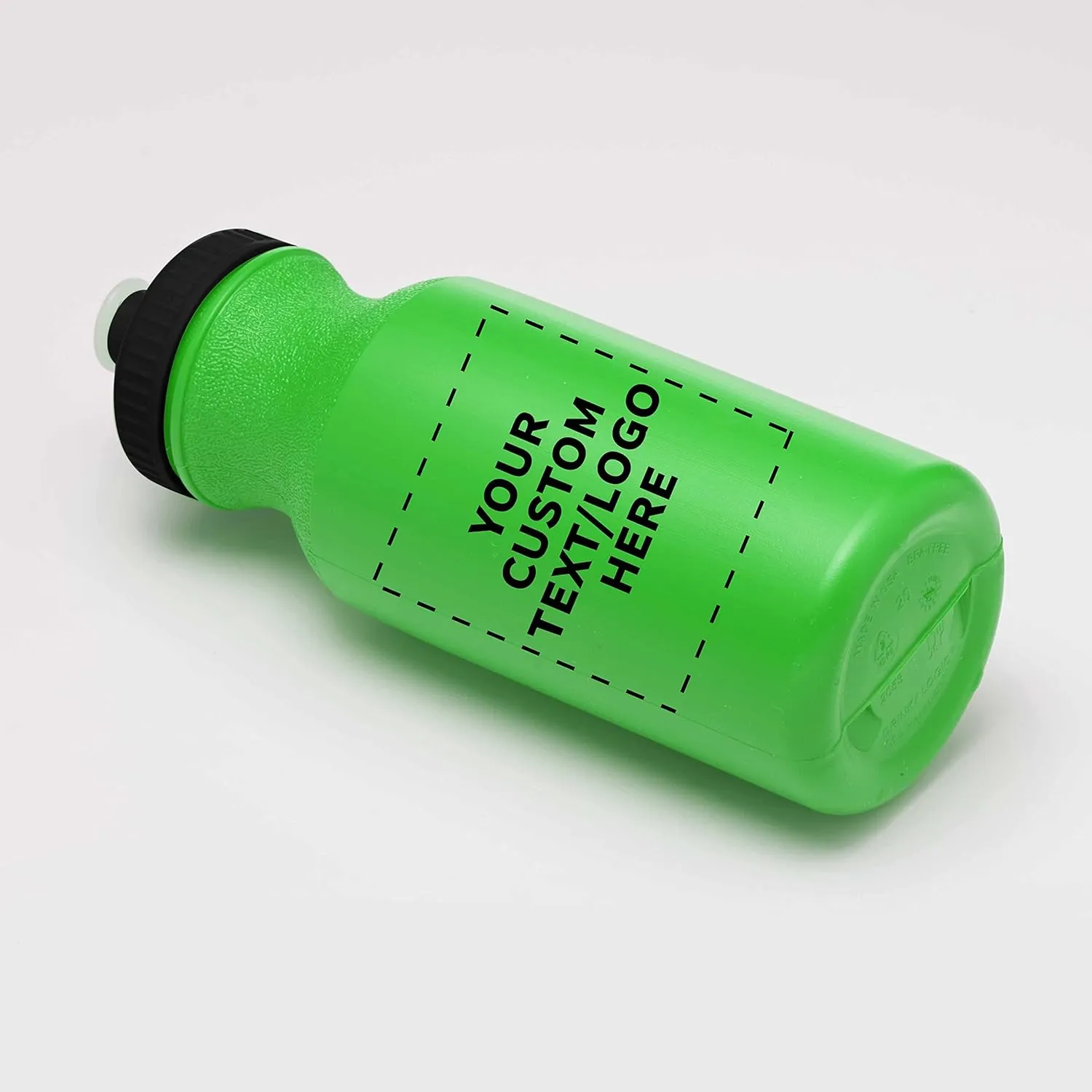 DISCOUNT PROMOS Custom 20 oz. Water Bottles with Push Cap – Set of 10 – Personalized Bulk Gift for Dad – Father’s Day Sports Bottles for Gym, Camping – Neon Green