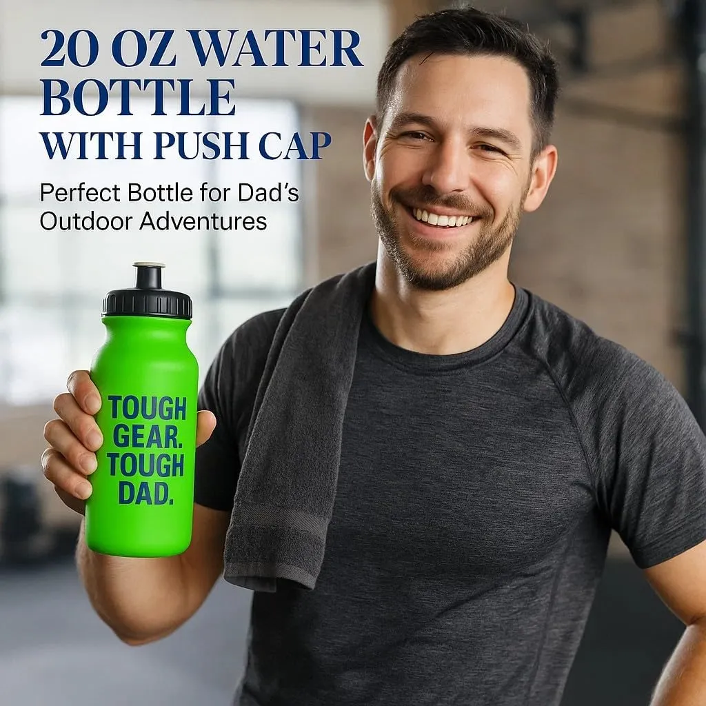 DISCOUNT PROMOS Custom 20 oz. Water Bottles with Push Cap – Set of 10 – Personalized Bulk Gift for Dad – Father’s Day Sports Bottles for Gym, Camping – Neon Green