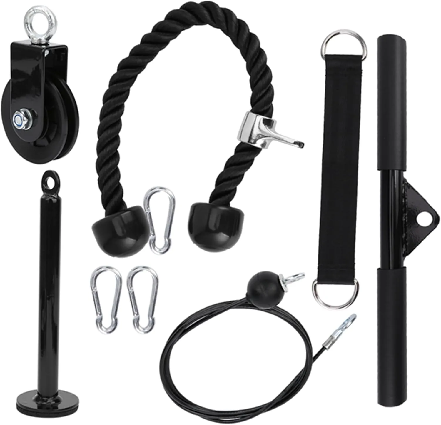 DIY Fitness Equipment Set Strong Steel Structure Home Exercise Arm Strength Training Rope Pulley System for Gym Enthusiasts Stainless Steel Nylon 9Pcs
