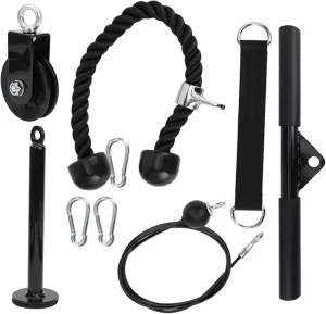 DIY Fitness Equipment Set Strong Steel Structure Home Exercise Arm Strength Training Rope Pulley System for Gym Enthusiasts Stainless Steel Nylon 9Pcs