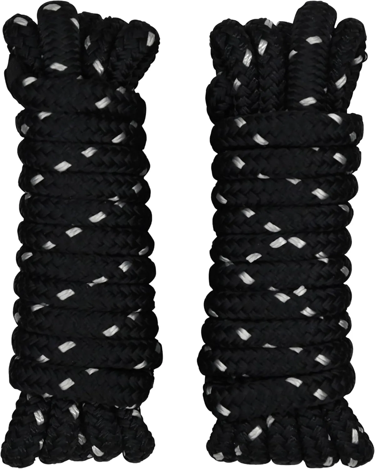 Dock Lines 1/2 Inch – Double Braided Marine Rope – Heavy-Duty Boat Docking – UV & Abrasion Resistant – Marine-Grade with 10” Loop – Black with Silver Tracer - 10 Foot