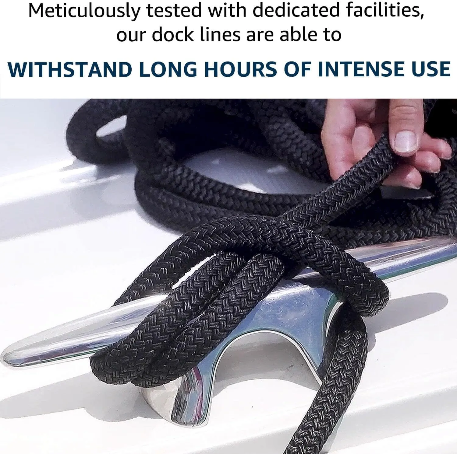 Dock Lines 2 Pack 3/8" x 25' Double Braided Nylon Boat Dock Lines with a 12" Loop - Marine Grade Dock Lines for Boats 3/8 Inch Boat Ropes for Docking, Boat Lines/Dock Ropes/Marine Rope, J-FM TWNTHSD