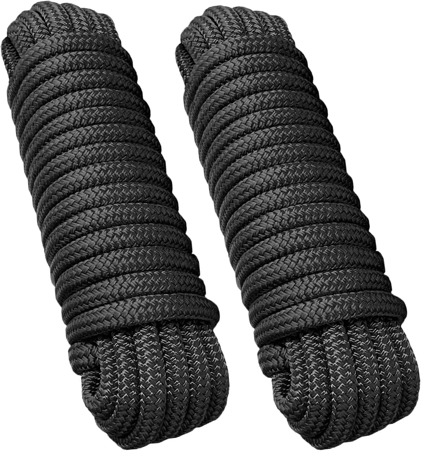 Dock Lines 2 Pack 3/8" x 25' Double Braided Nylon Boat Dock Lines with a 12" Loop - Marine Grade Dock Lines for Boats 3/8 Inch Boat Ropes for Docking, Boat Lines/Dock Ropes/Marine Rope, J-FM TWNTHSD