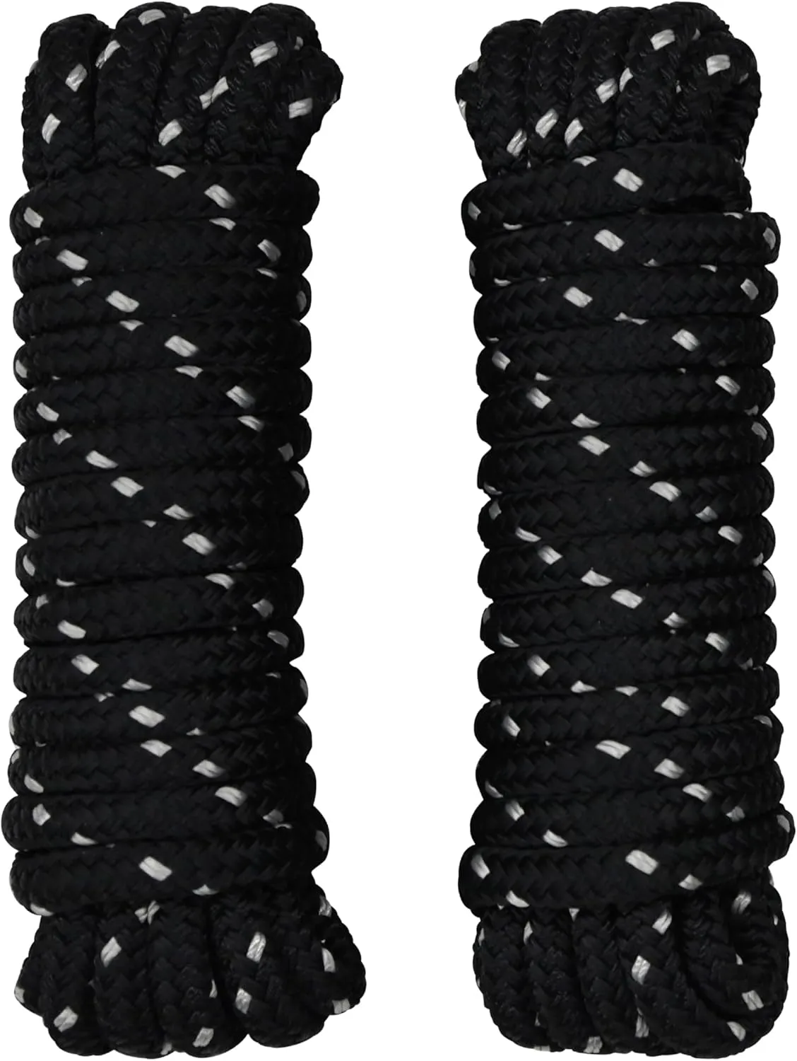 Dock Lines 3/8 Inch – Double Braided Marine Rope – Heavy-Duty Boat Docking – UV & Abrasion Resistant – Marine-Grade with 10” Loop – Black with Silver Tracer - 20 Foot