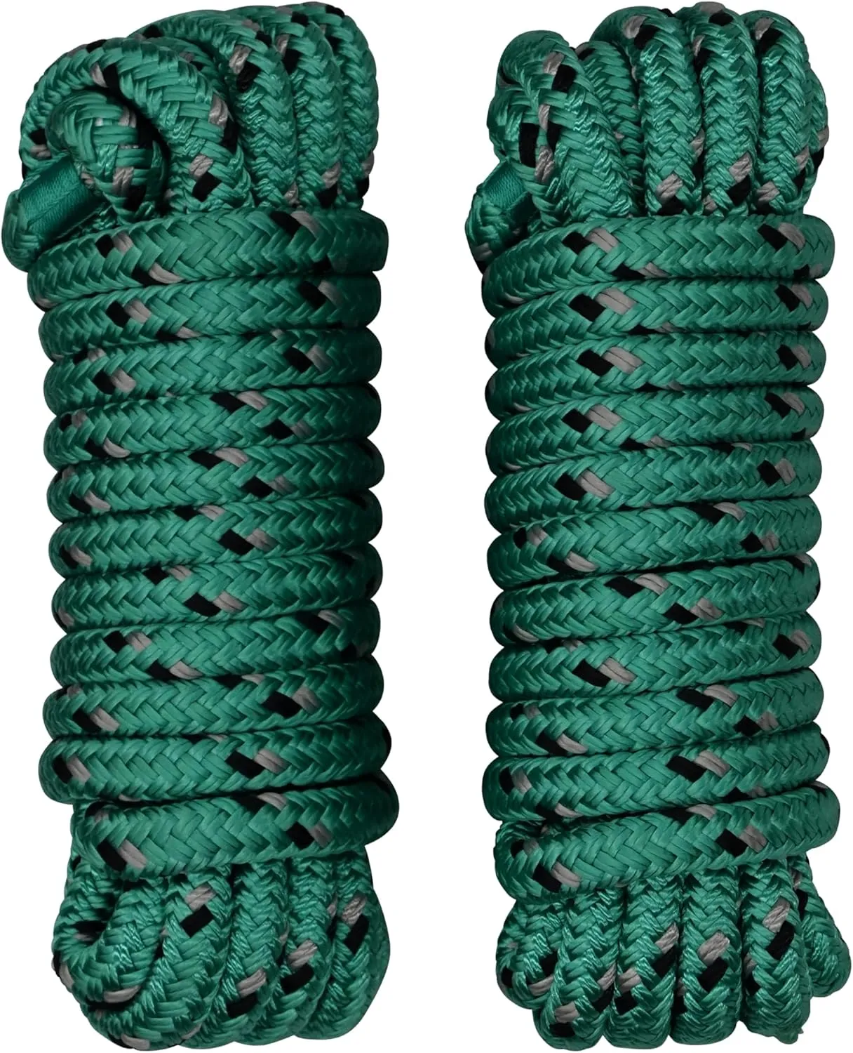 Dock Lines 3/8 Inch – Double Braided Marine Rope – Heavy-Duty Boat Docking – UV & Abrasion Resistant – Marine-Grade with 10” Loop – Green with Black Tracer - 20 Foot