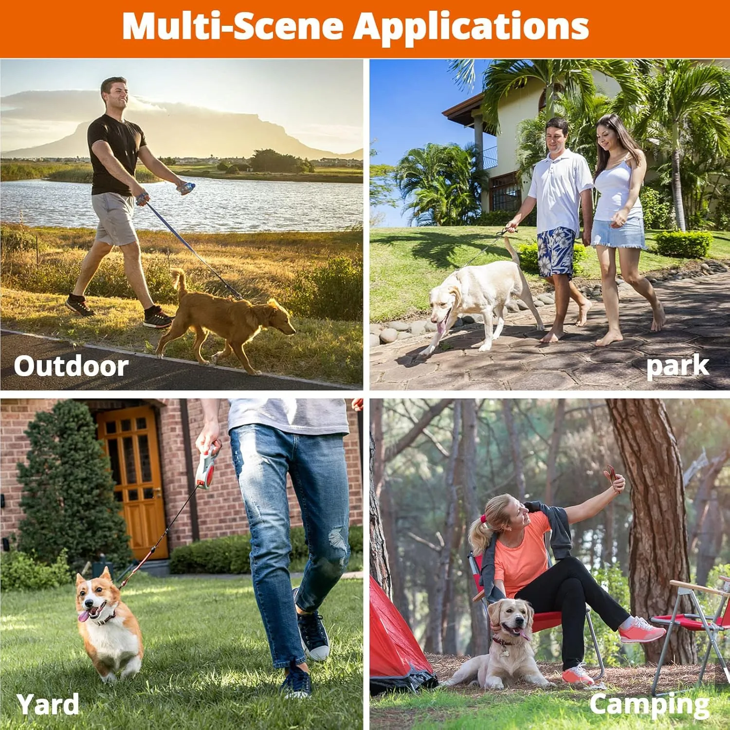 Dog Tie Out Cable for Camping - 50ft/70ft/100ft Portable Reflective Overhead Trolley System for Dogs up to 300lbs - Dog Lead for Yard Camping | Parks | Outdoor Events