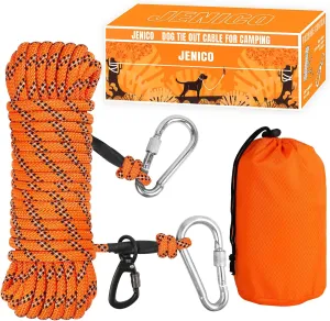 Dog Tie Out Cable for Camping - 50ft/70ft/100ft Portable Reflective Overhead Trolley System for Dogs up to 300lbs - Dog Lead for Yard Camping | Parks | Outdoor Events