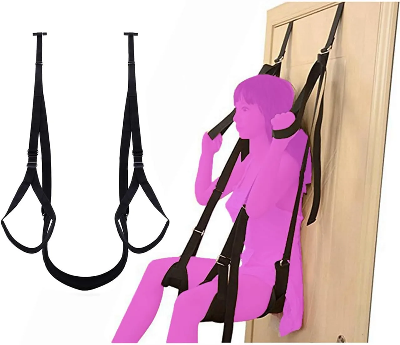 Door Swing Sex Holds Up to 500LBS Over The Door Swing Sex Pure Romance Adult Hanging Love Swing Sex BDSM Bondage Door Swing with Seat for Women Couples Bondaged Restraints Sex Swing for Door Sweater