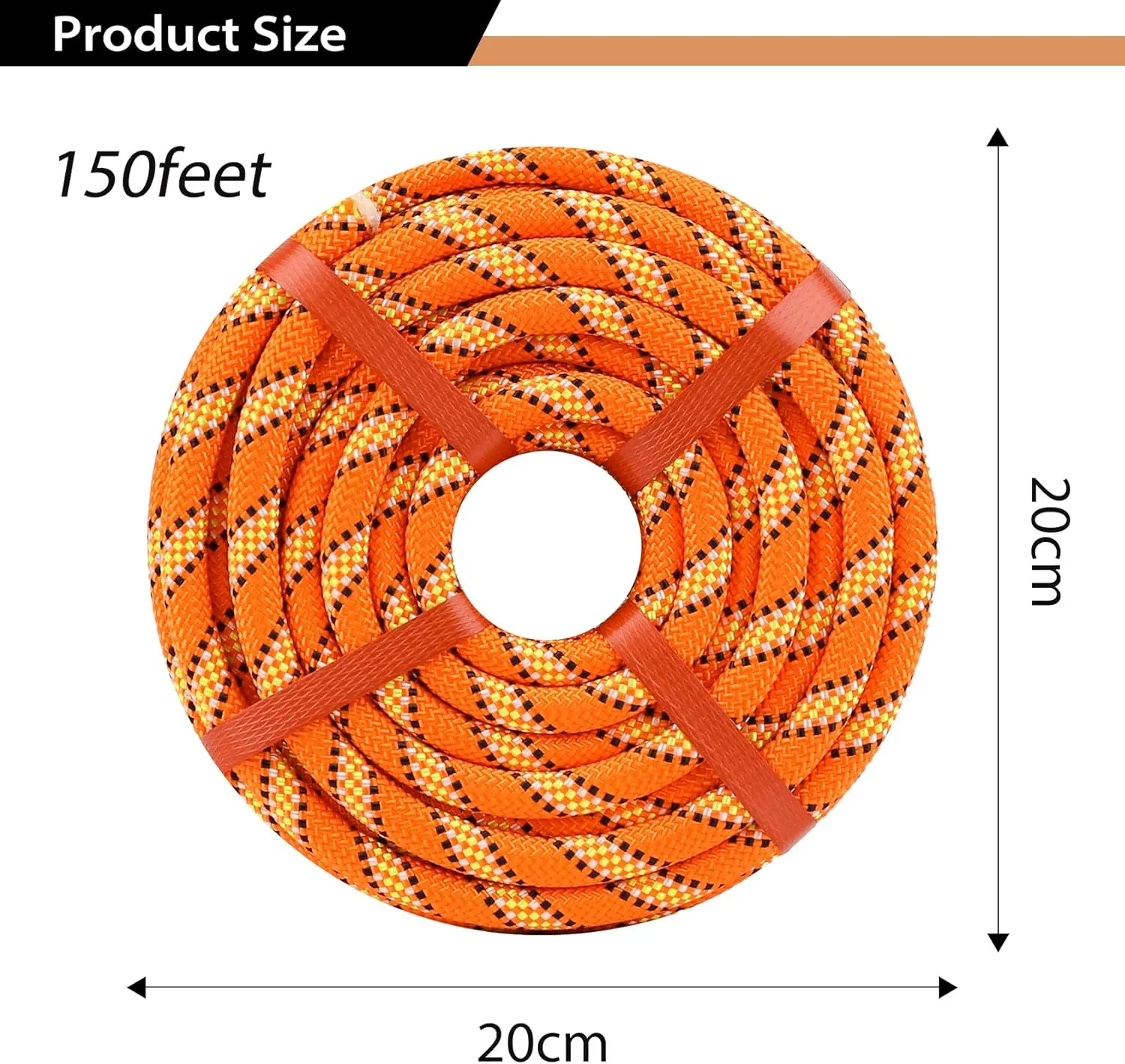 Double Braid Arborist Rope Orange(1/2 in x 150 ft) Arborist Rigging Polyester Rope - 48 Strand Rope Swing for Tree Bull Rope for Outdoor, Climbing, Swing, Sailing