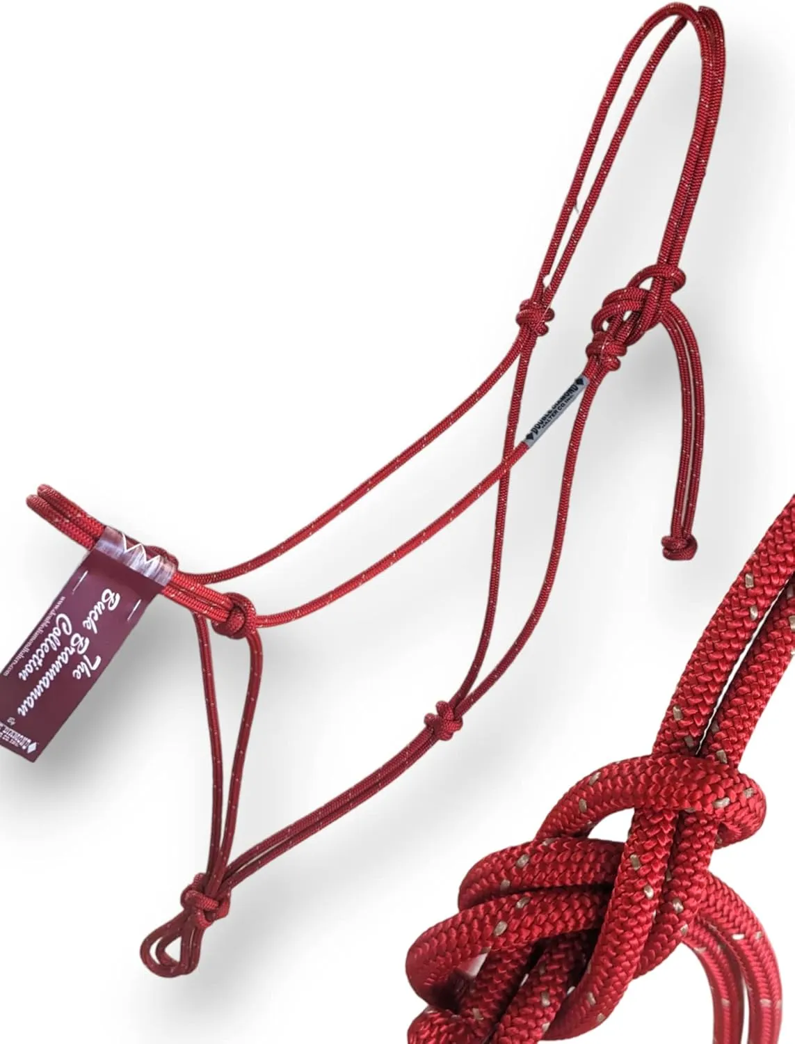 Double Diamond 6mm Nylon Reata Horse Halters | Built by Cowboys, Tested by Broncs | Buck Brannaman Series (Red w/Tan Tracer)