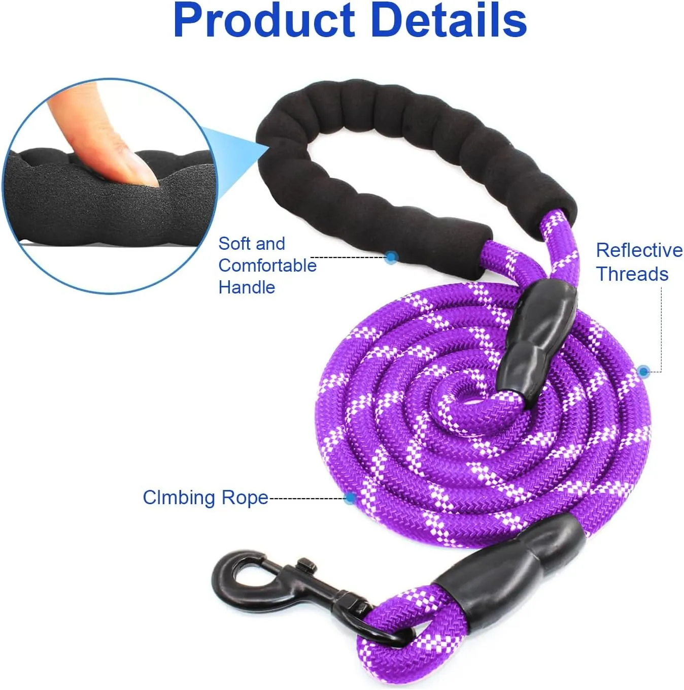 Double Dog Leash, Dual Dog Leash, 360 Swivel Tangle Free Bungee Walking Training for Large Medium Dogs, Shock Absorbing Bungee Reflective for Two Dogs, 18~120 lbs, Purple