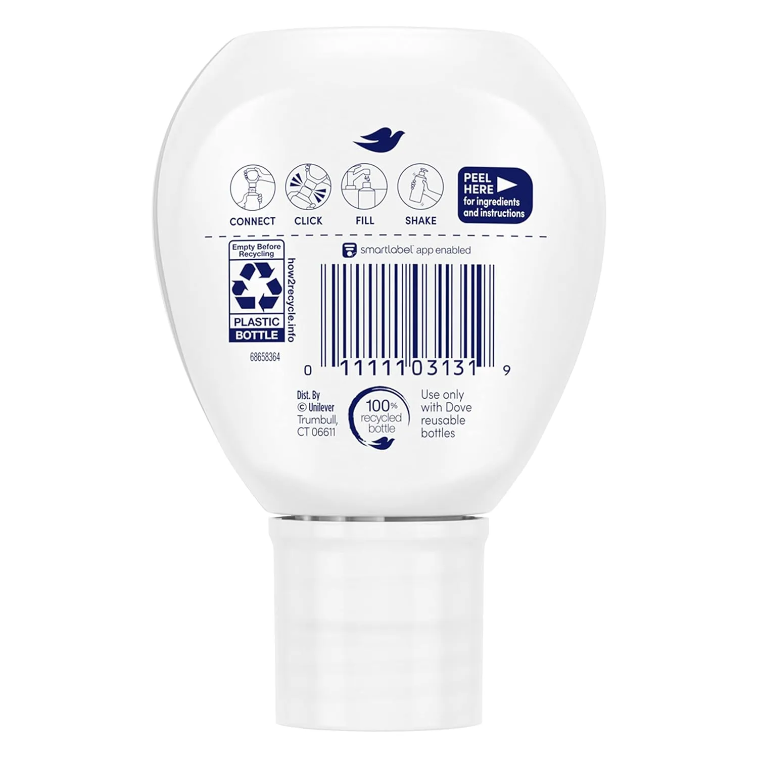 Dove Body Wash Aluminum Reusable Bottle and Concentrate Refill (2x) Starter Kit for Instantly Soft Skin Shea and Warm Vanilla for Skin Care and Lasting Nourishment 4oz (makes 16oz)