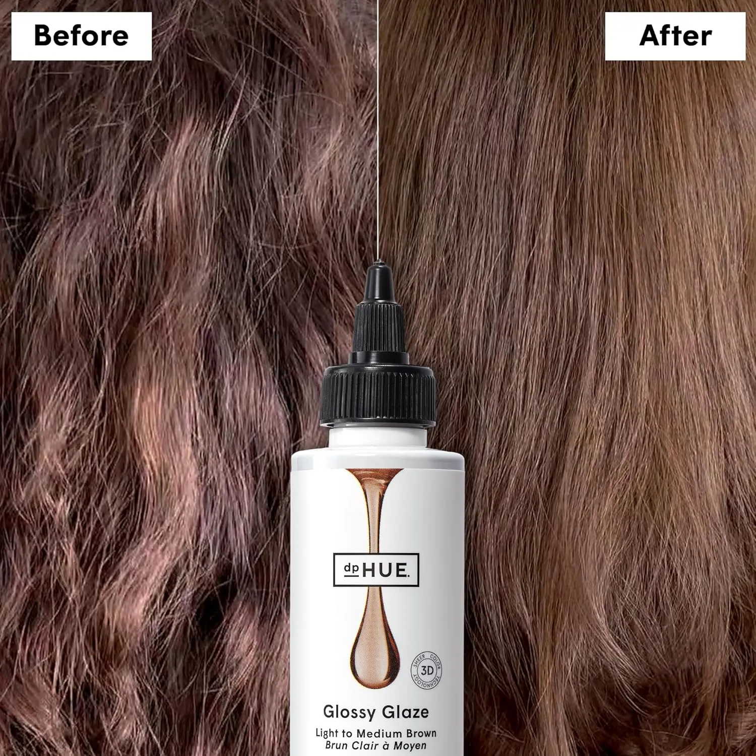 dpHUE Glossy Glaze, Light-Medium Brown - 4 fl oz - In-Shower Conditioning Glaze for Luminous Shine & Sheer Color - Paraben, SLS & SLES Sulfate Free - Leaping Bunny Certified