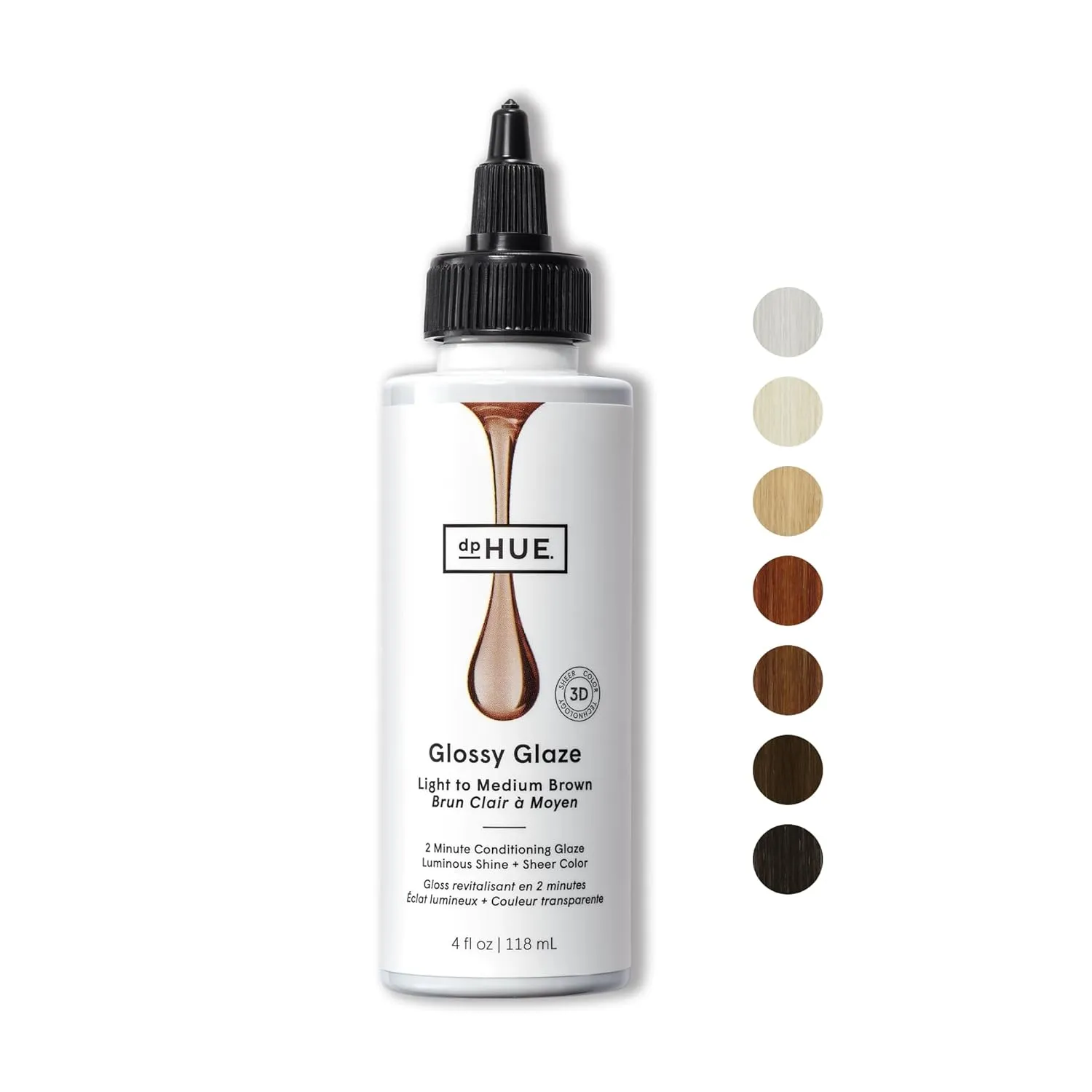 dpHUE Glossy Glaze, Light-Medium Brown - 4 fl oz - In-Shower Conditioning Glaze for Luminous Shine & Sheer Color - Paraben, SLS & SLES Sulfate Free - Leaping Bunny Certified