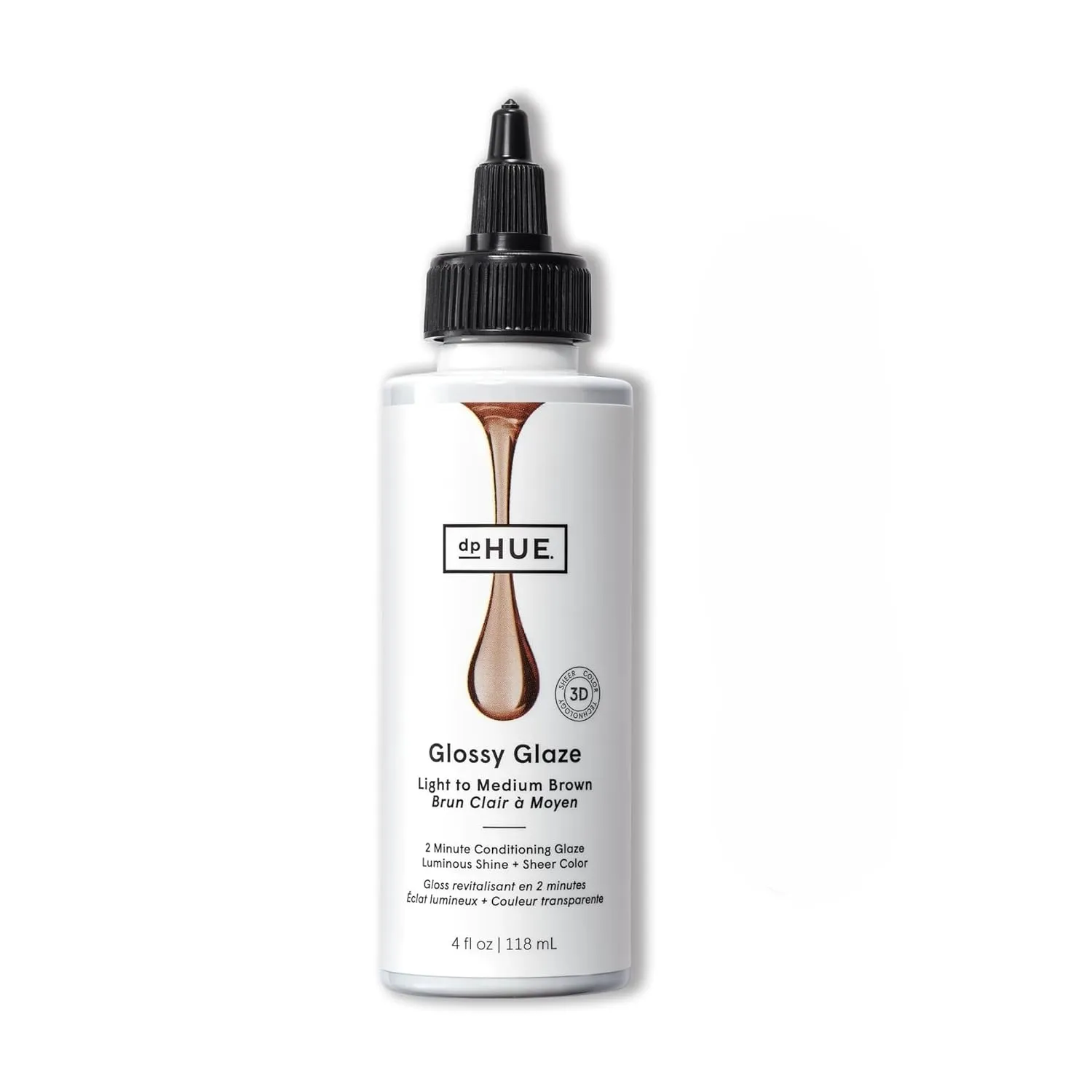 dpHUE Glossy Glaze, Light-Medium Brown - 4 fl oz - In-Shower Conditioning Glaze for Luminous Shine & Sheer Color - Paraben, SLS & SLES Sulfate Free - Leaping Bunny Certified
