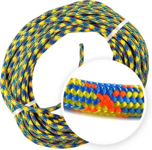 drenaLINE Climbing Rope – 32-Strand Polyester Arborist Rope (11.8mm x 200ft, BlueOrangeYellow)