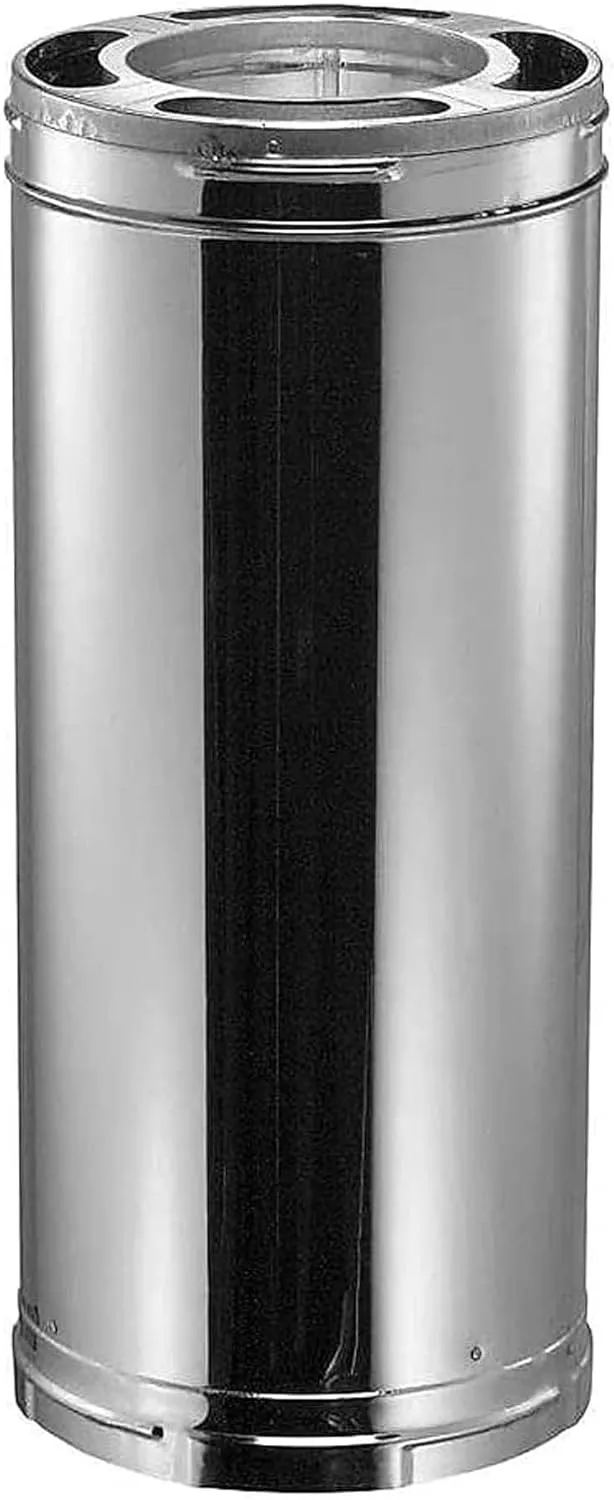 DuraVent DuraPlus 420 Stainless Steel Easy Installation Triple Wall Wood Burning Stove Pipe Connector to Vent Smoke and Exhaust, Silver