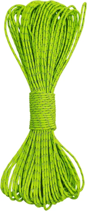 Dyneema Reflective Rope -2mm 400kg Fracture Strain - Suitable for Tents, Kite Surfing, and Other 65 feet (Green, 2mm)