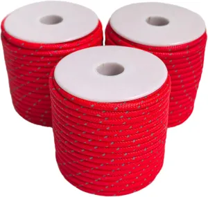Dyneema Reflective Rope -2mm 400kg Fracture Strain - Suitable for Tents, Kite Surfing, and Other 65 feet (red, 2mm) (red, 4mm)