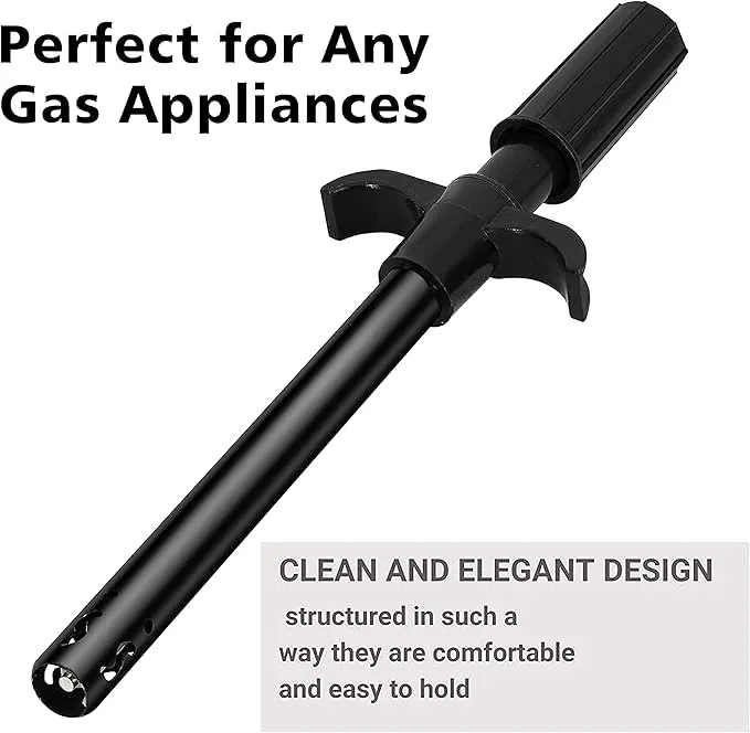 Easy Grip Metal Regular Gas Lighters for Gas Stoves, Restaurants & Kitchen Use - Black