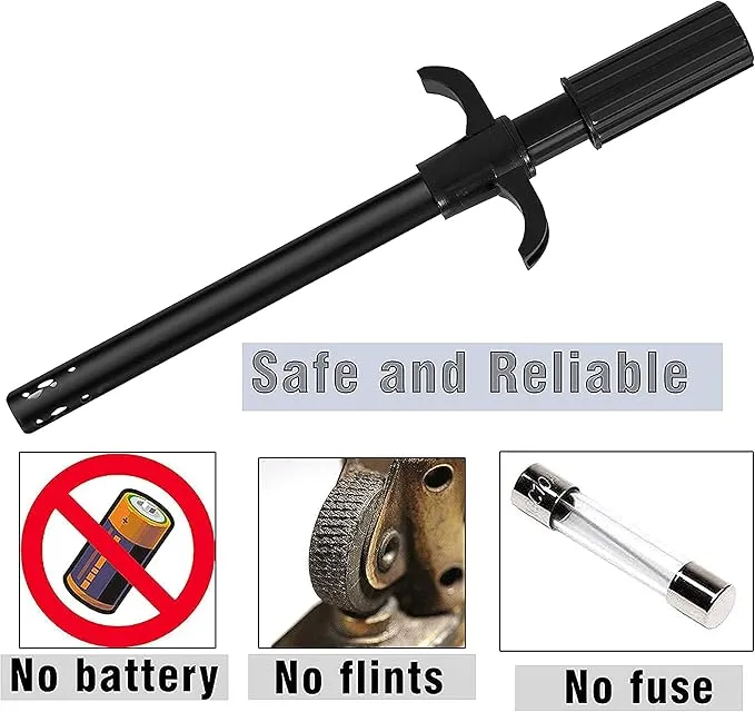 Easy Grip Metal Regular Gas Lighters for Gas Stoves, Restaurants & Kitchen Use - Black