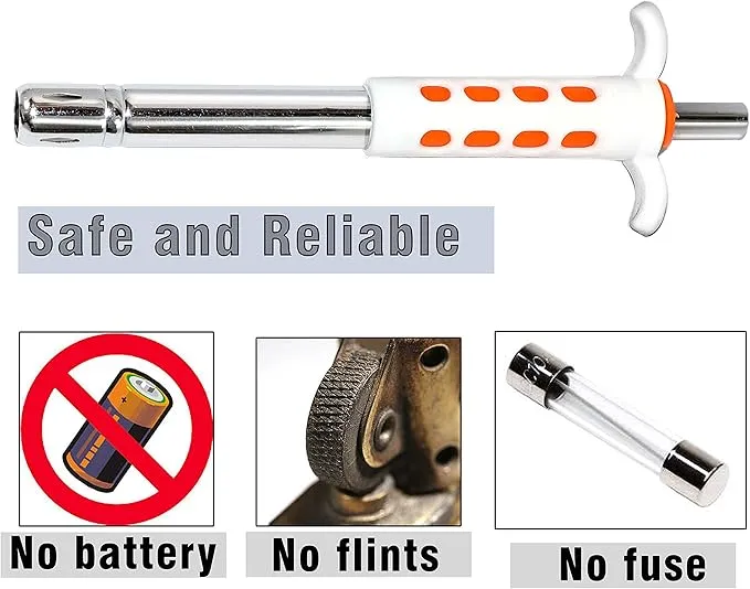 Easy Grip Stainless Steel Regular Gas Lighters for Gas Stoves, Restaurants & Kitchen Use (Orange)-1 Pack
