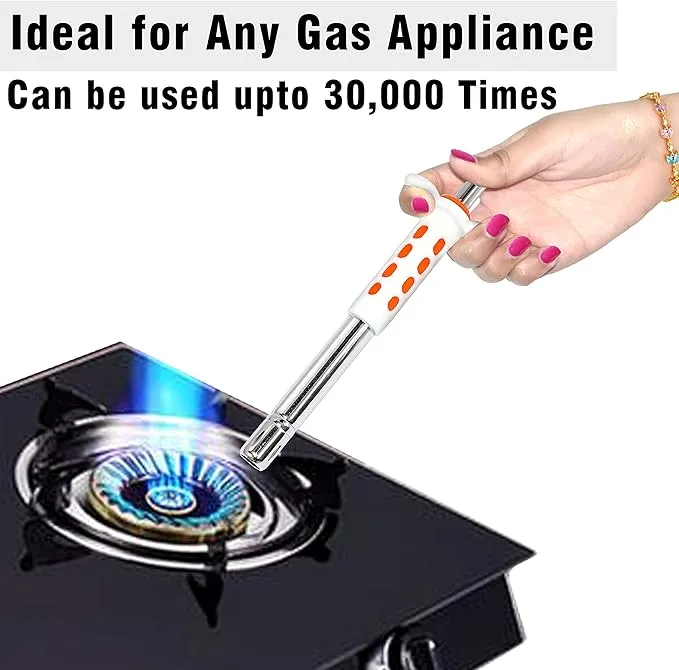 Easy Grip Stainless Steel Regular Gas Lighters for Gas Stoves, Restaurants & Kitchen Use (Orange)-1 Pack