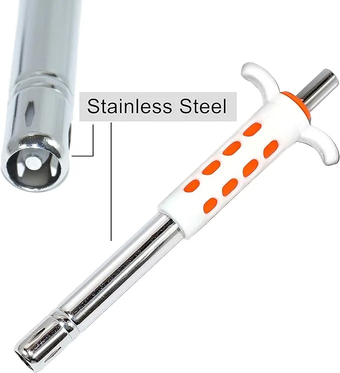 Easy Grip Stainless Steel Regular Gas Lighters for Gas Stoves, Restaurants & Kitchen Use (Orange)-1 Pack